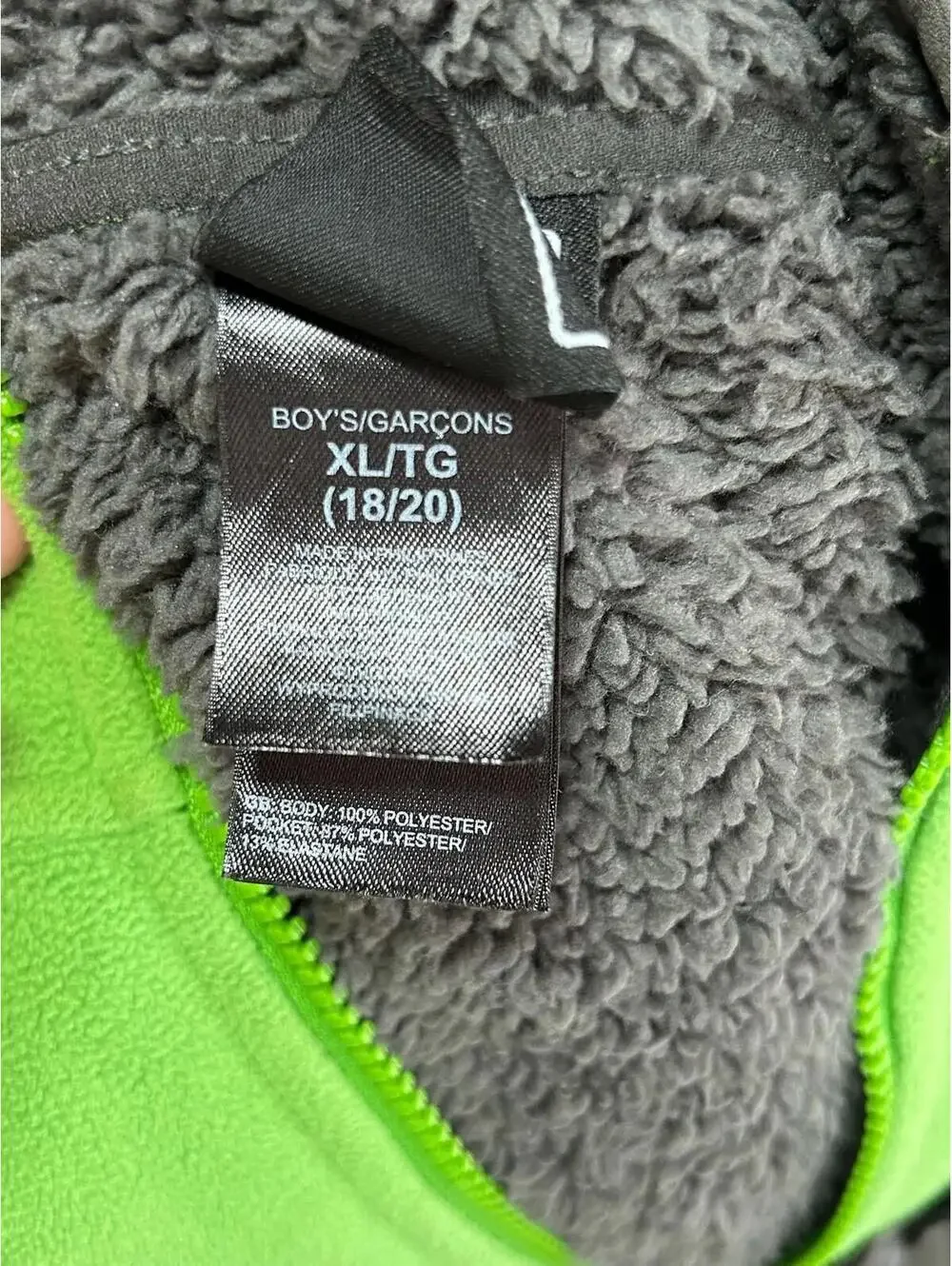 The North Face Boys Fleece Hoodie Jacket Green Full Zip Size XL 18/20